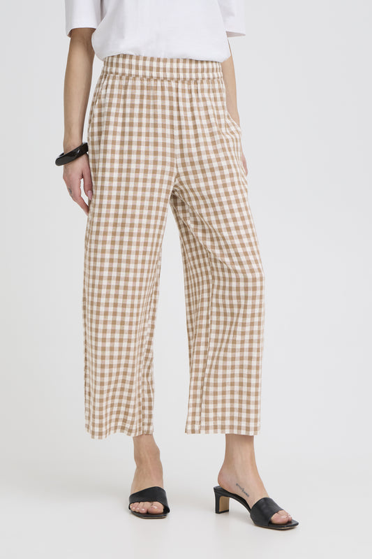 B.young | BYFALAKKA Linen Trousers | Natural Check