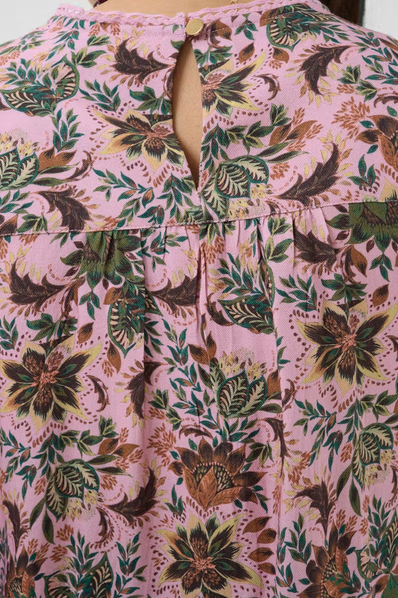 Saint Tropez | TeodoraSZ Blouse | Mauve Mist Lotus Blooms / Pink