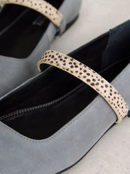 White Stuff | Minnie Suede Ballerina | Mid Blue