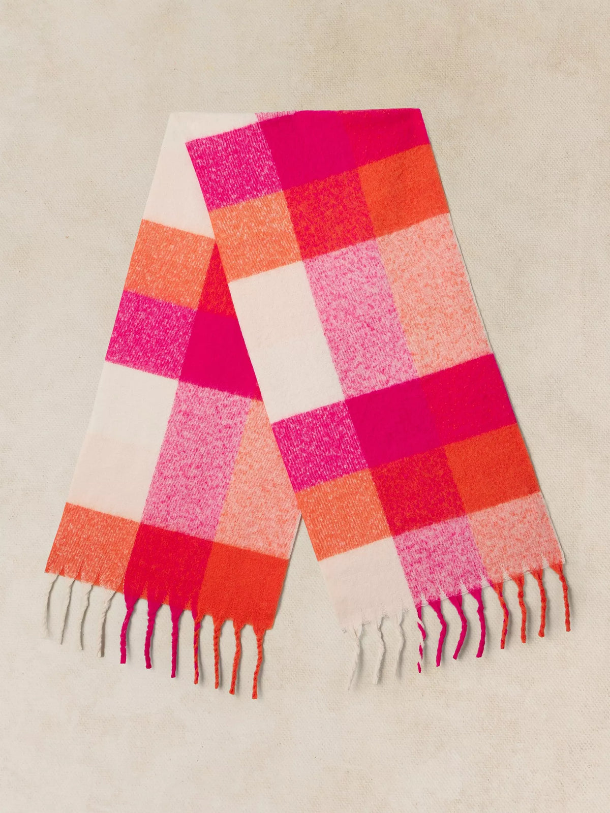 White Stuff | Shelley Brushed Check Scarf | Pink