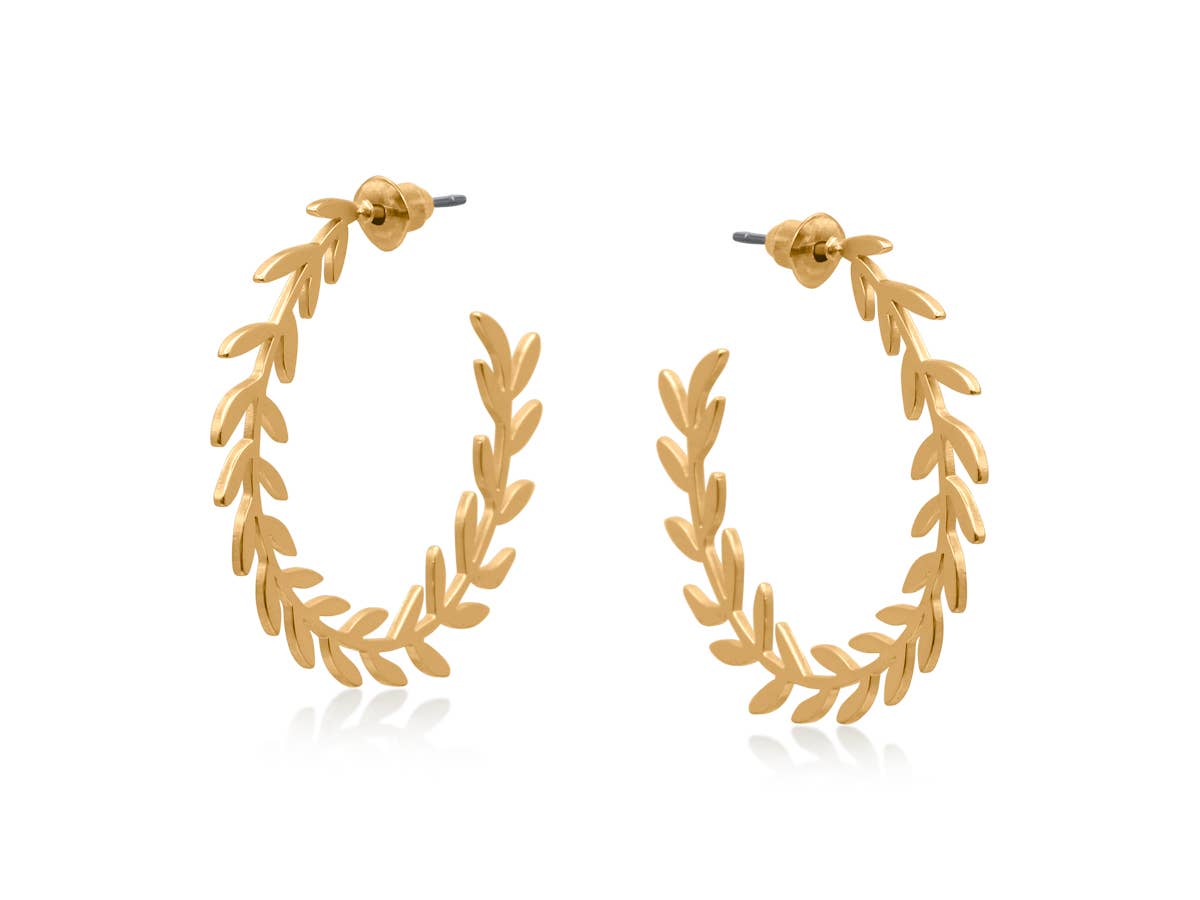 Big Metal London | Siena Laurel Victory Hoop Earrings | Silver
