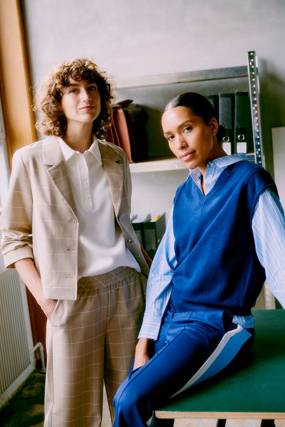 B.young | Rizetta Wide Leg Track Pants | Navy Blue - Blossom Boutique Online