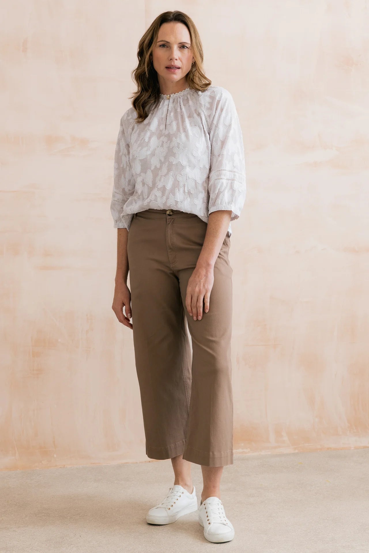 Lily & Me | Isla Stretch Twill Crop Trousers | Mocha