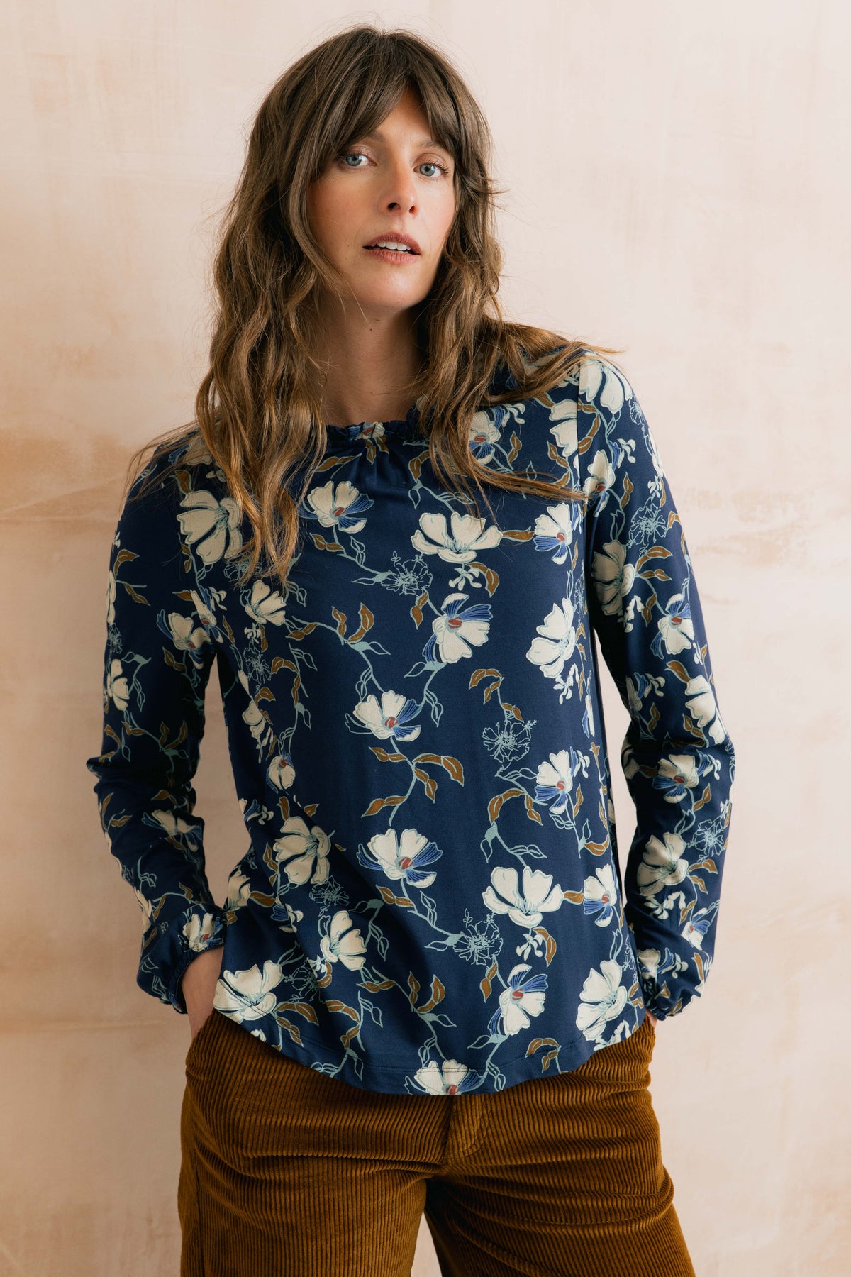 Lily & Me | Eastcombe High Neck Top | Navy