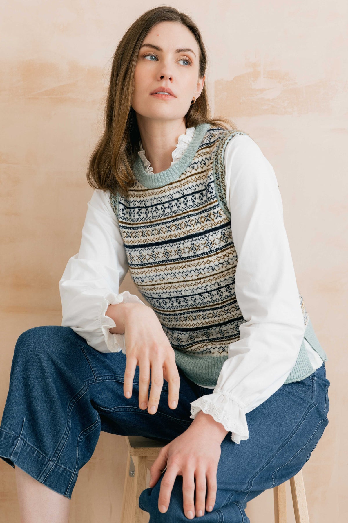 Lily & Me | Joan Fair Isle Knit Tank Top | Mist