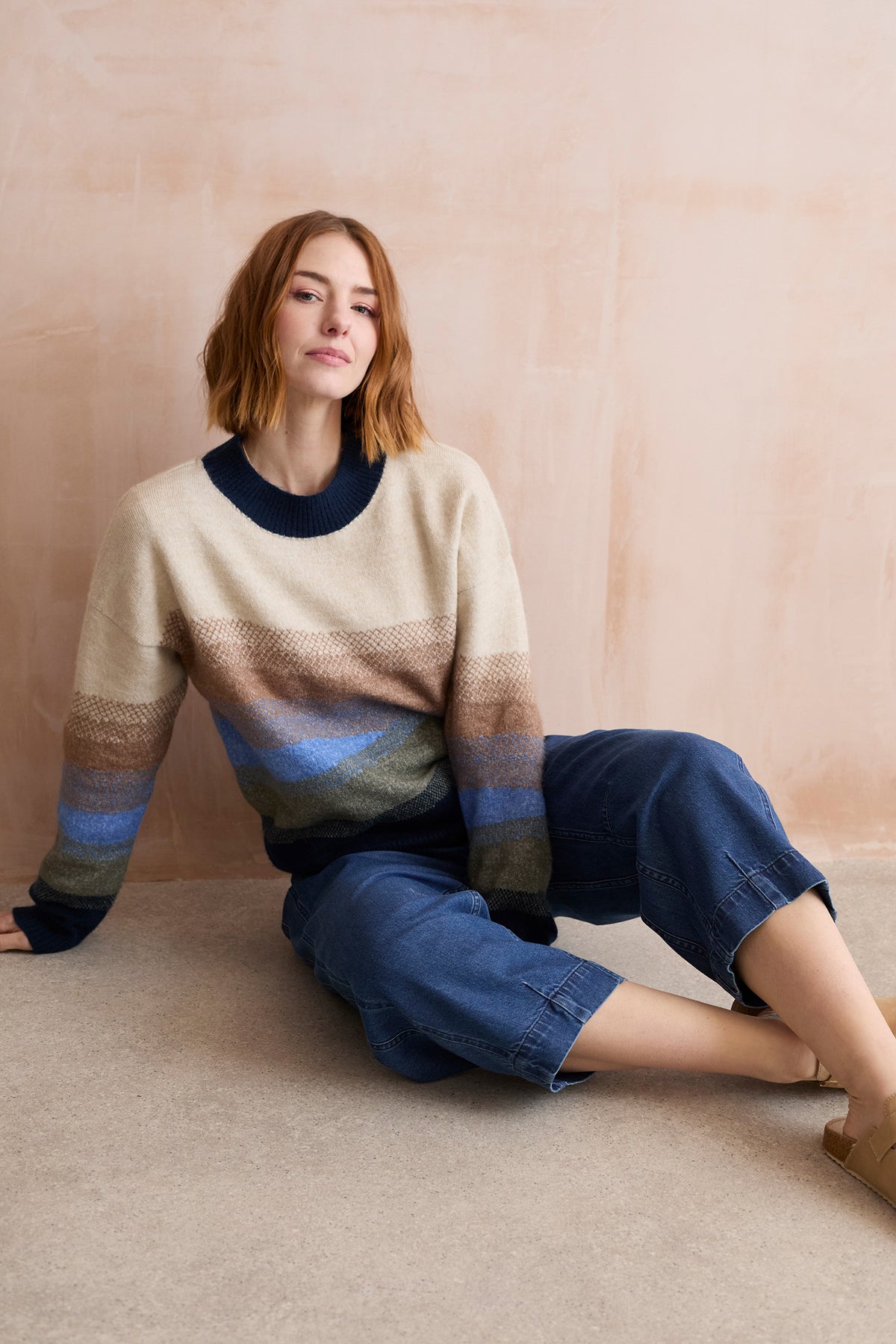 Lily & Me | Artist Jumper Colour Block Knit | Oatmeal
