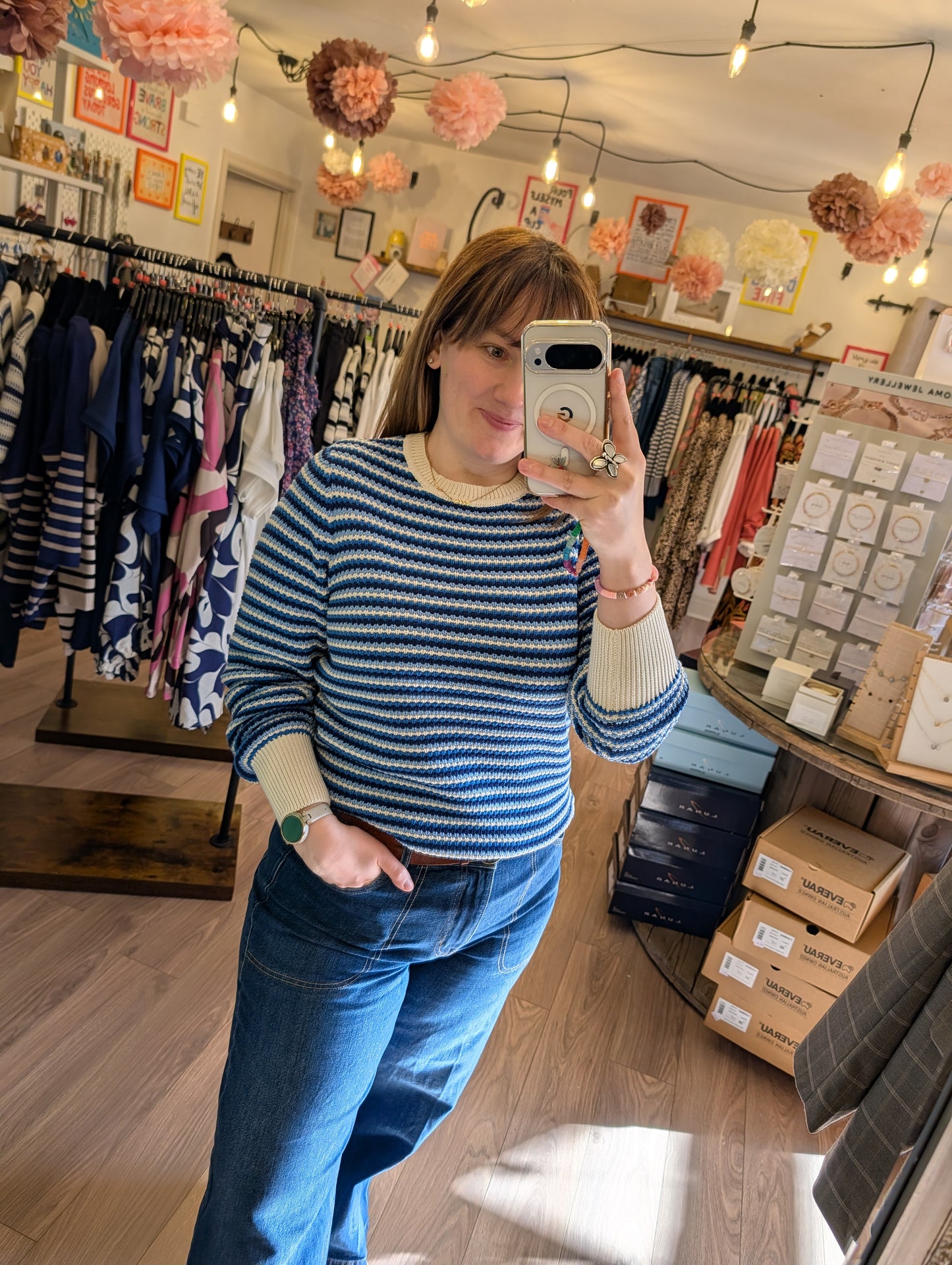B.young | BYMAGICO O-Neck Jumper | Della Robbia Blue Stripe