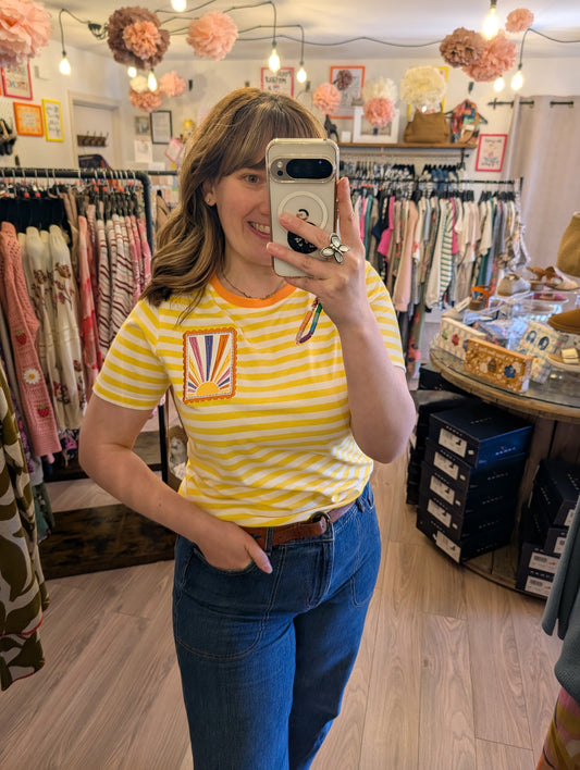 Sugarhill | Maggie T-Shirt | Yellow/White, Rainbow Sunshine