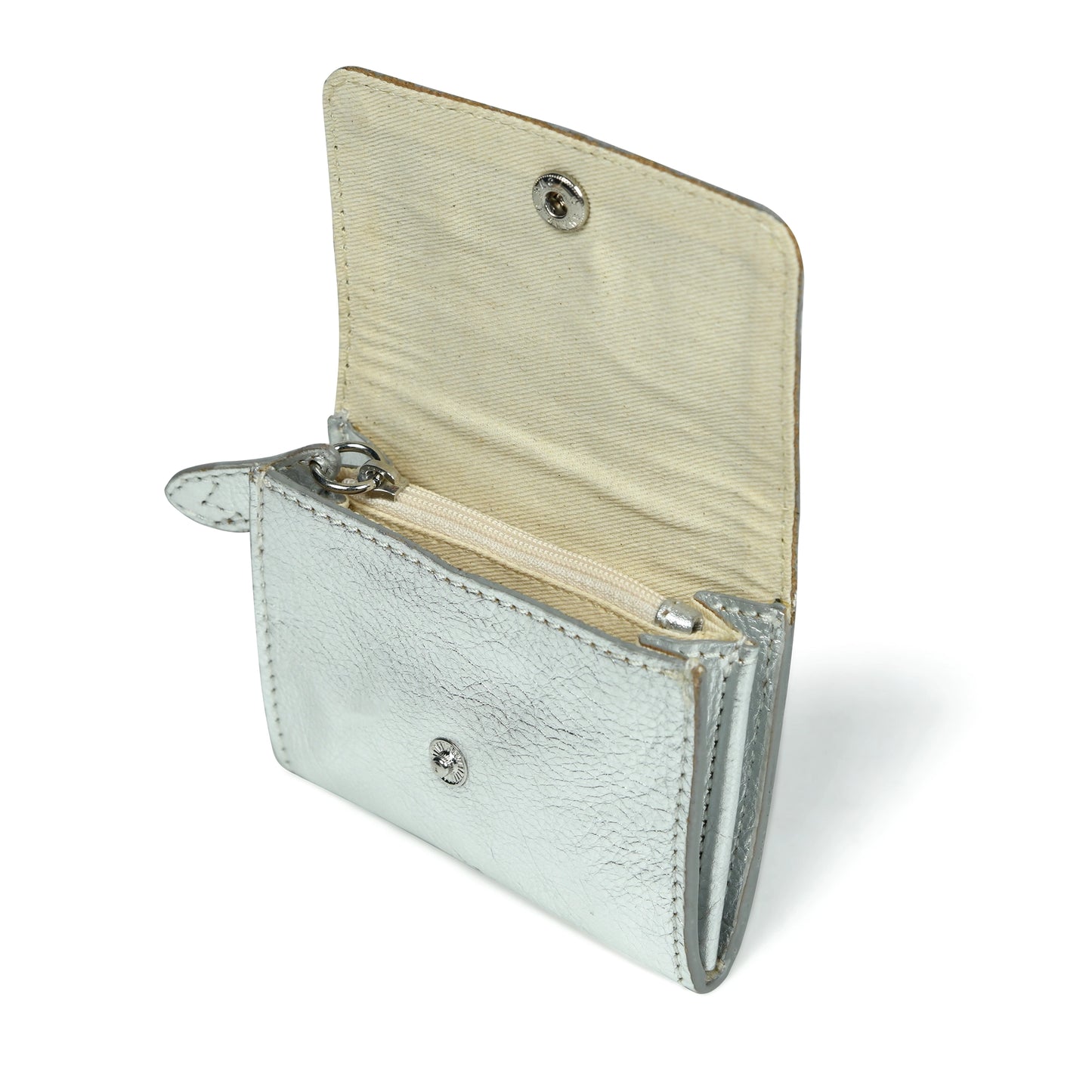 Bell & Fox | Leather Card Holder With Zip | Silver