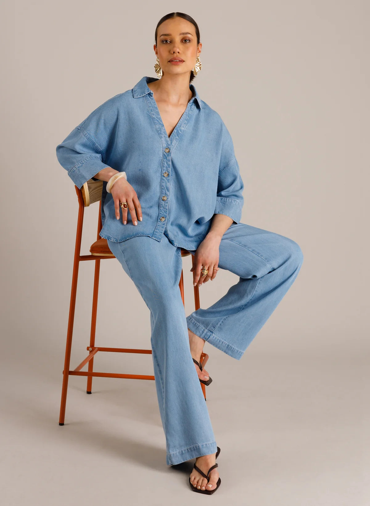 Yest | Margot Light Denim Bleached Blouse
