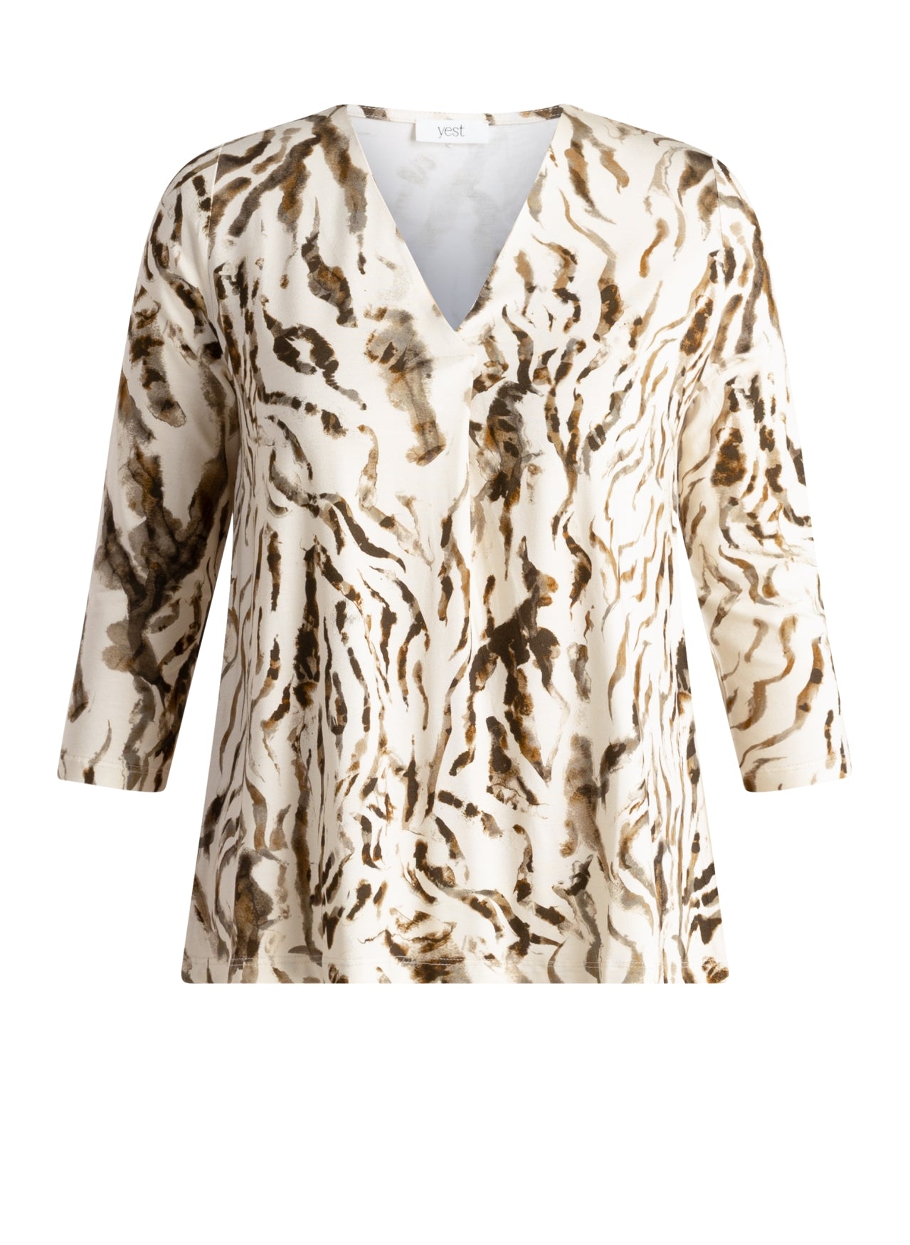Yest | Sorina Printed V-Neck Top | Beige