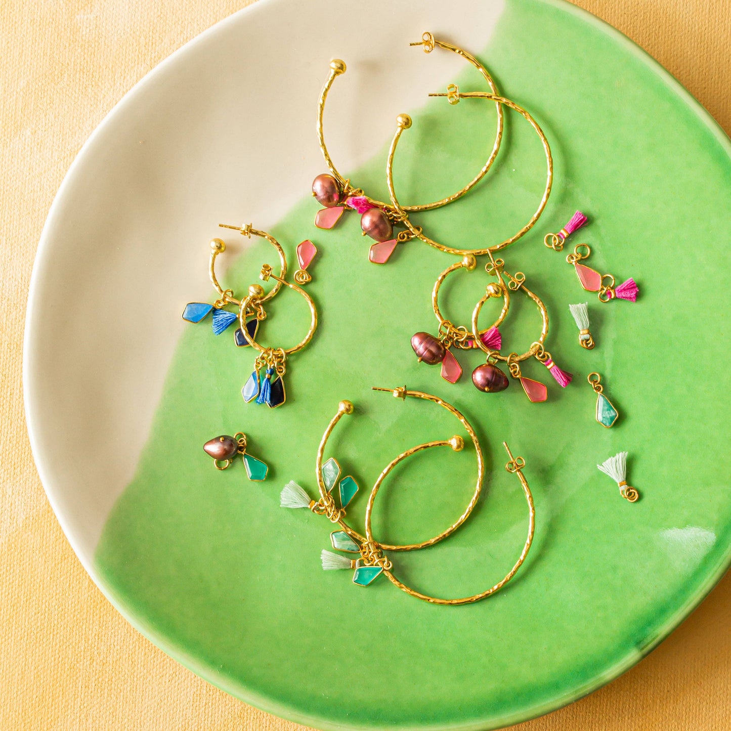 Ashiana London | Nicky Aqua Small Charm Hoops