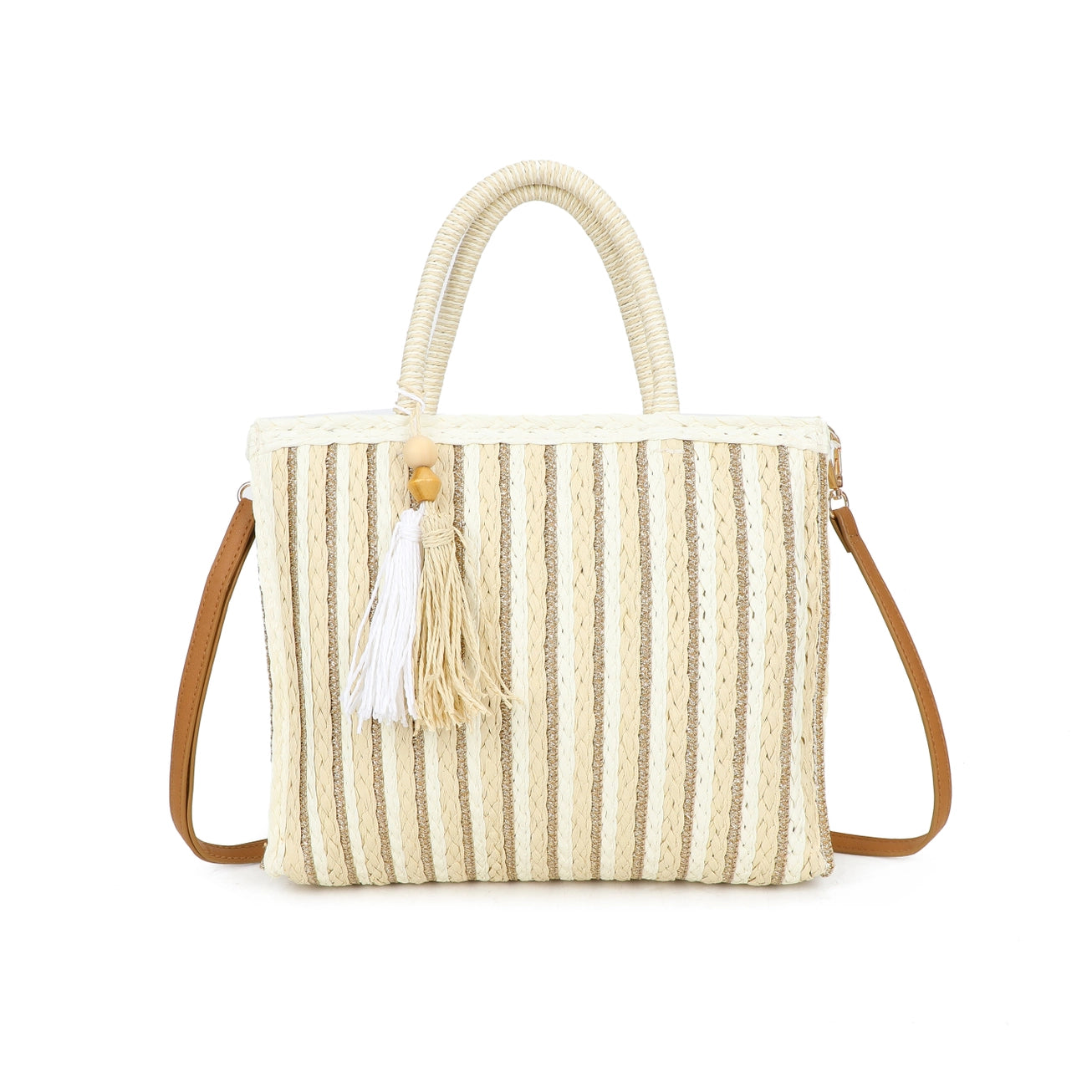 Woven Summer Bag | Striped Beige