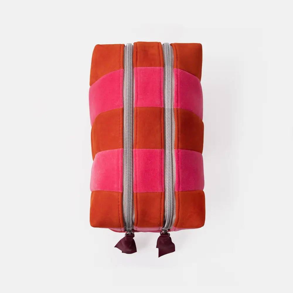 Caroline Gardner | Orange/Pink Stripe Large Travel Washbag