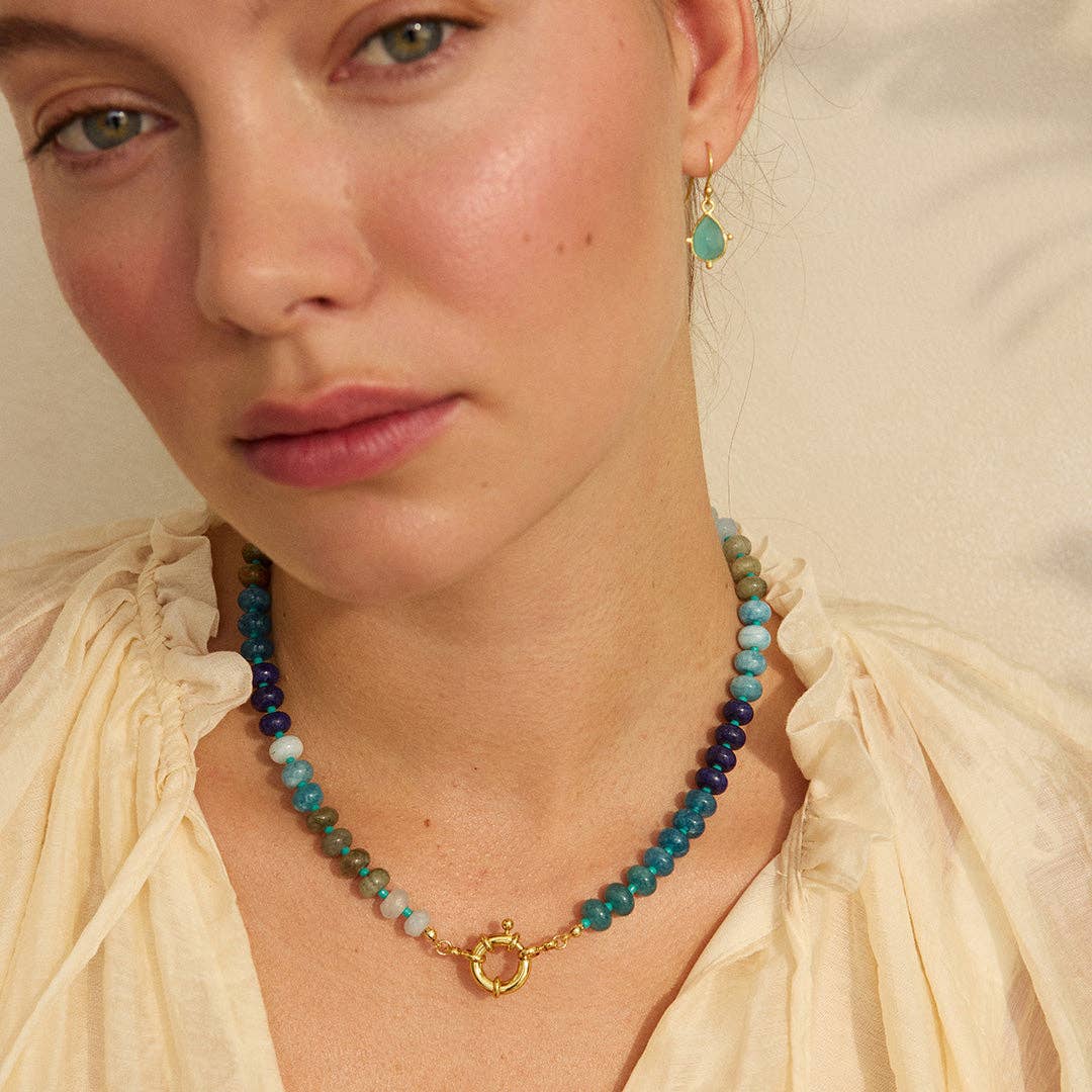 Ashiana London | Kauai Chunky Beaded Necklace Blue