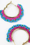 My Doris | Blue & Pink Beaded Hoop Earrings