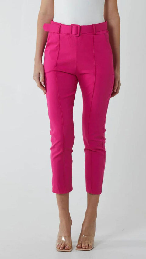 Pin Tuck Belted Capri Trousers