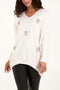 V-Neck Diamante Heart Jumper | Cream