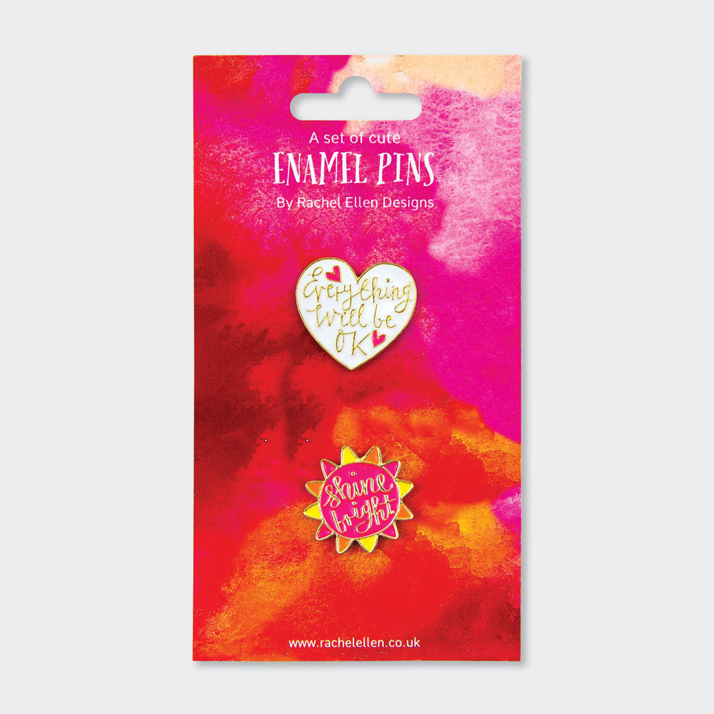 Rachel Ellen Designs | Enamel Pin Badge | Shine Bright Everything Will Be Ok - Blossom Boutique Online  