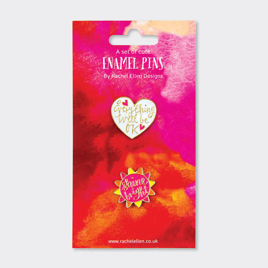 Rachel Ellen Designs | Enamel Pin Badge | Shine Bright Everything Will Be Ok - Blossom Boutique Online  