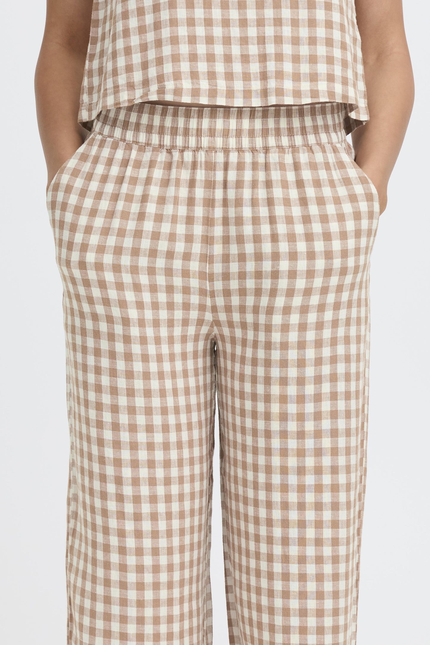 B.young | BYFALAKKA Linen Trousers | Natural Check