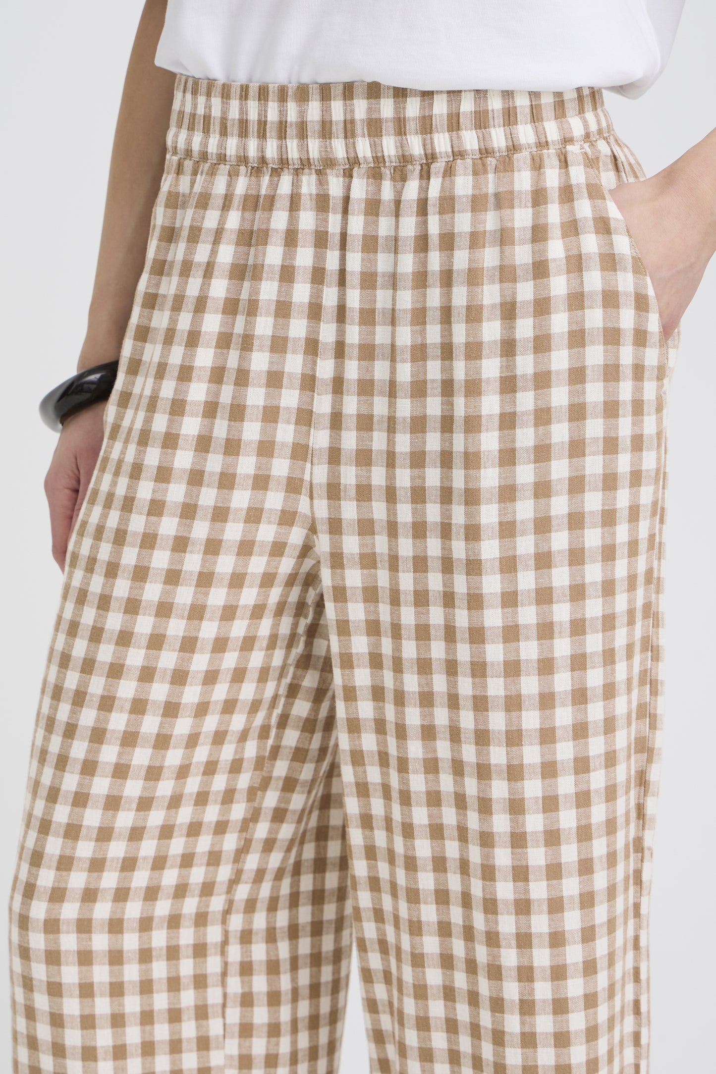 B.young | BYFALAKKA Linen Trousers | Natural Check