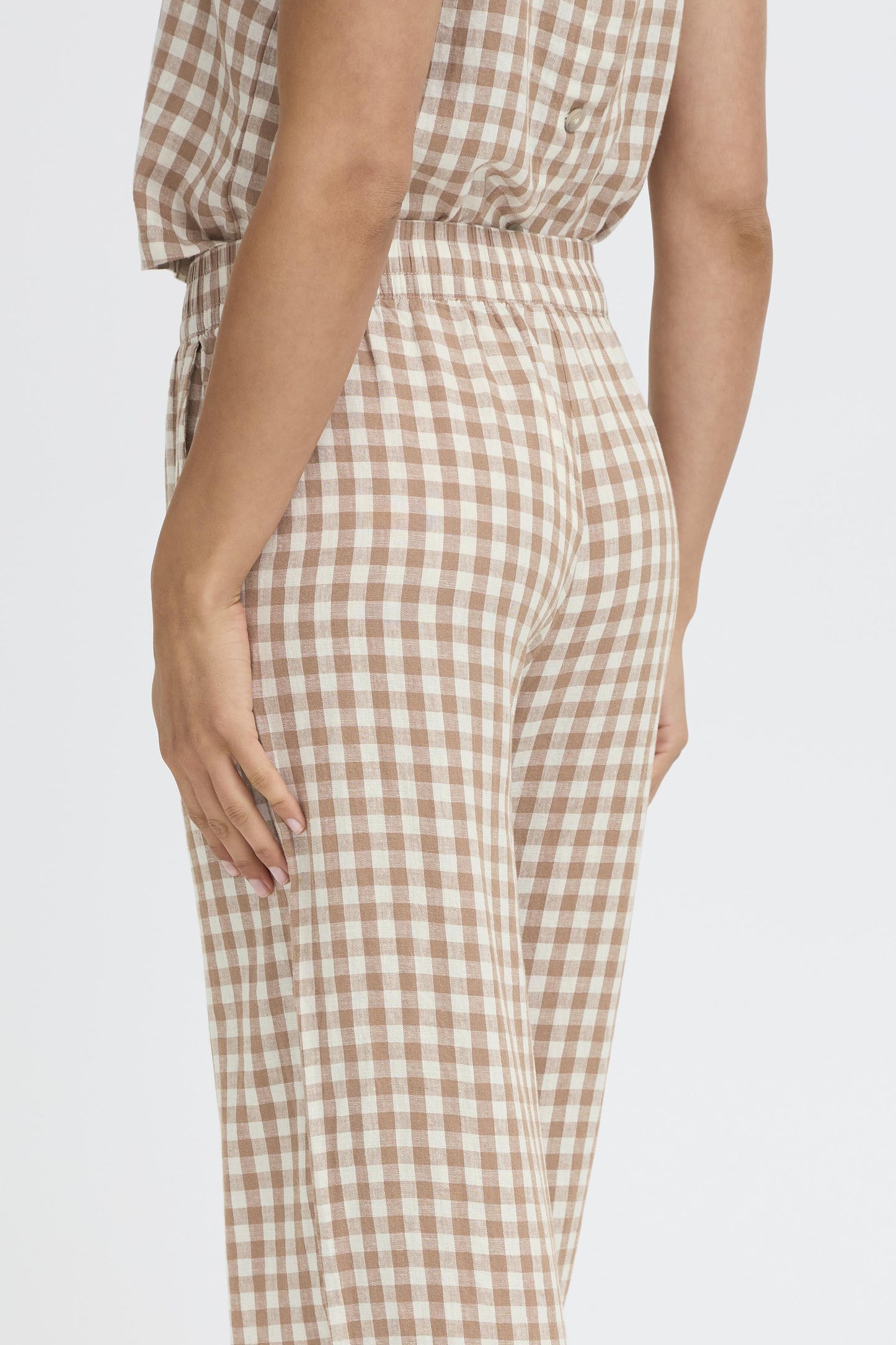 B.young | BYFALAKKA Linen Trousers | Natural Check