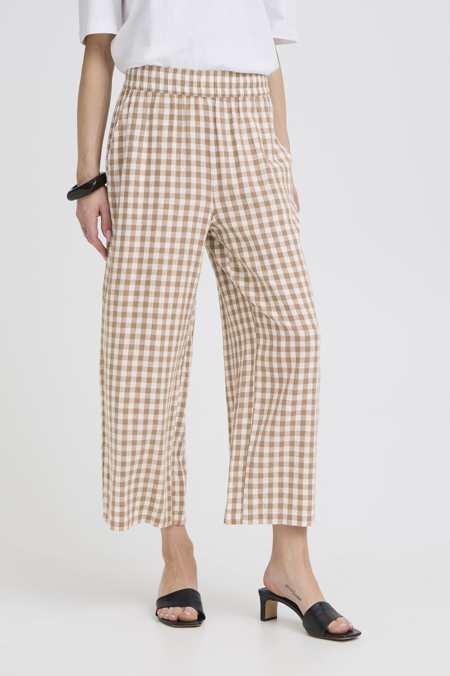 B.young | BYFALAKKA Linen Trousers | Natural Check
