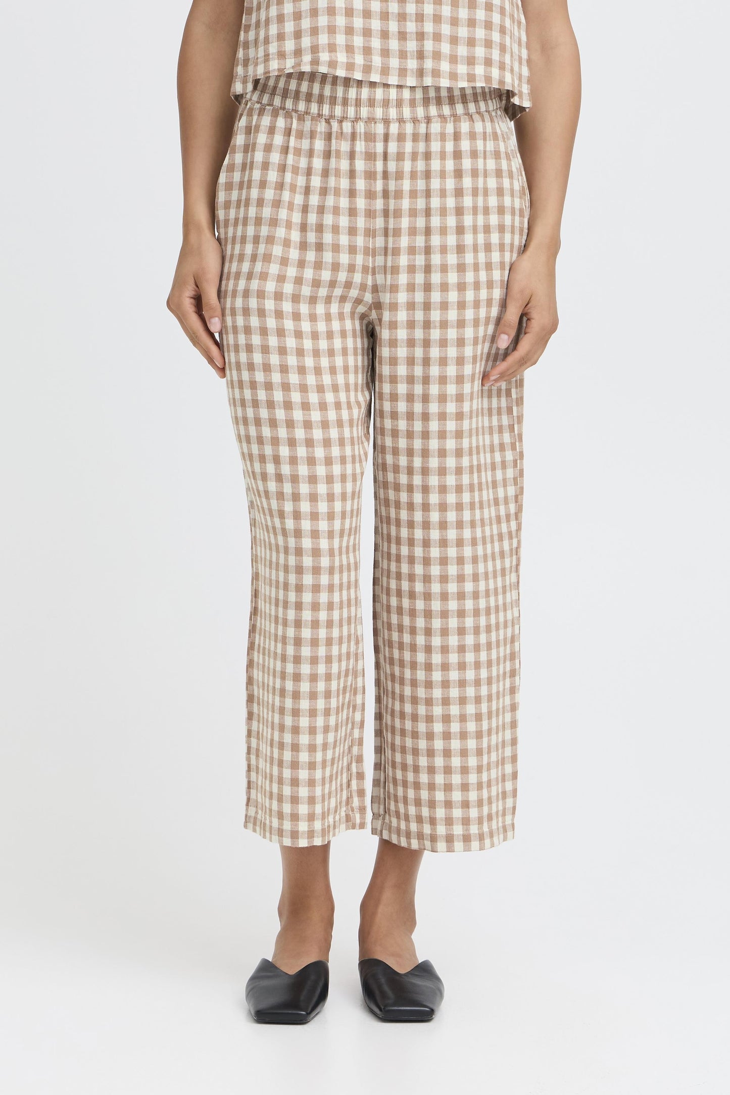 B.young | BYFALAKKA Linen Trousers | Natural Check