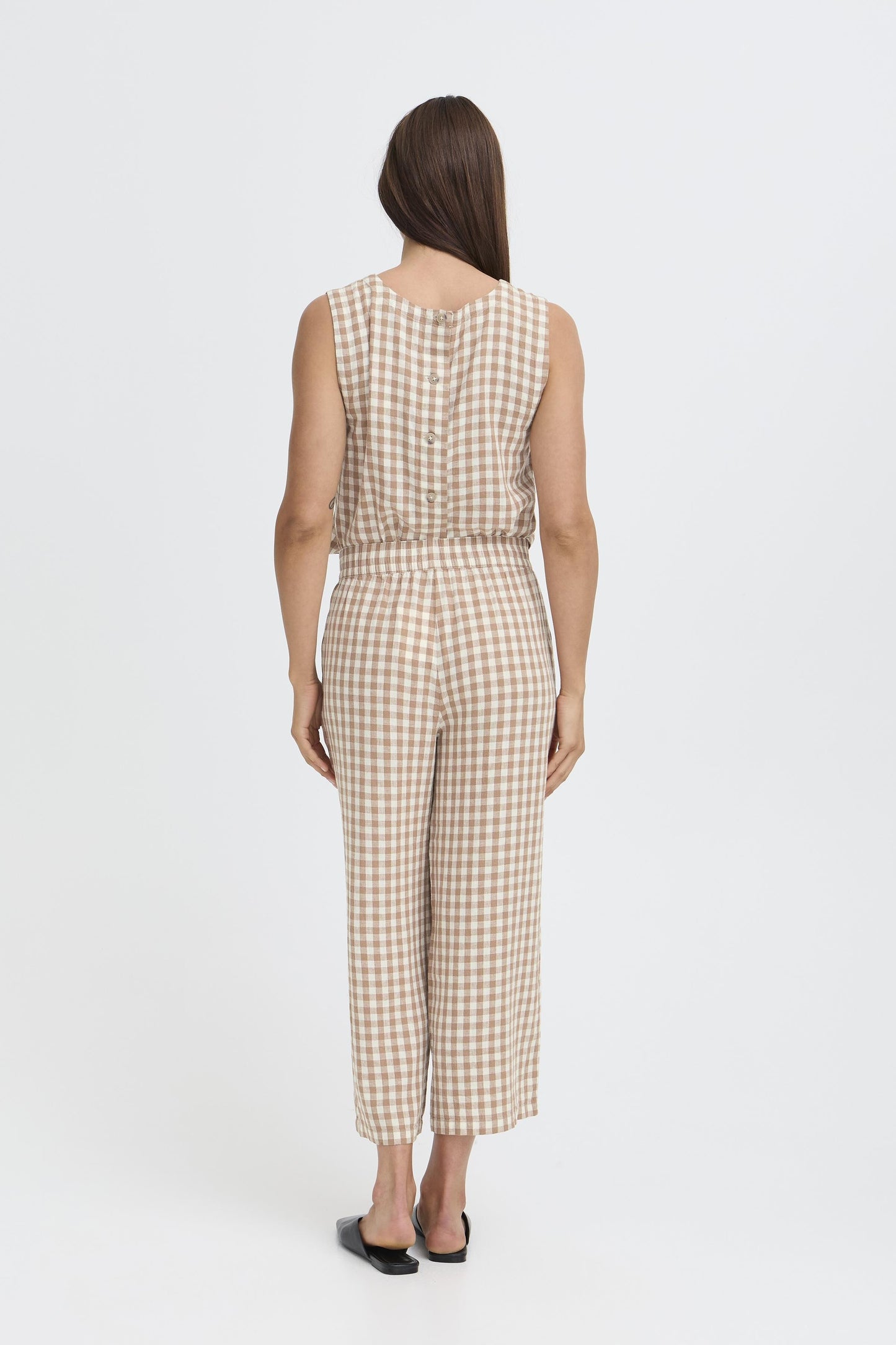 B.young | BYFALAKKA Linen Trousers | Natural Check