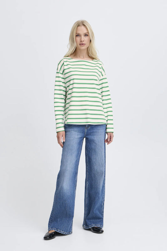 B.young | BYRAMSI Striped Long Sleeve Pullover | Green Stripe