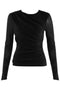 Sheer Sleeve Ruched Blouse | Black