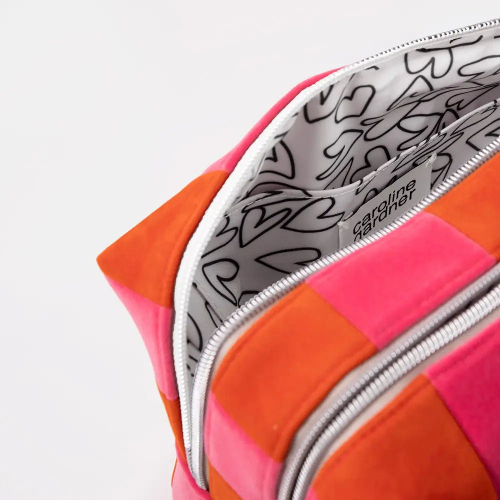Caroline Gardner | Orange/Pink Stripe Large Travel Washbag