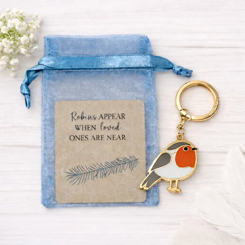 Robin Enamel & Metal Keyring