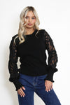 Crochet Sleeve Top | Black