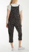 Leopard Print Dungarees - Charcoal