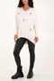 V-Neck Diamante Heart Jumper | Cream