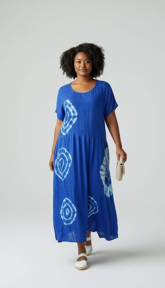 Pre-Order | Curve Circle Summer Dress | Royal blue
