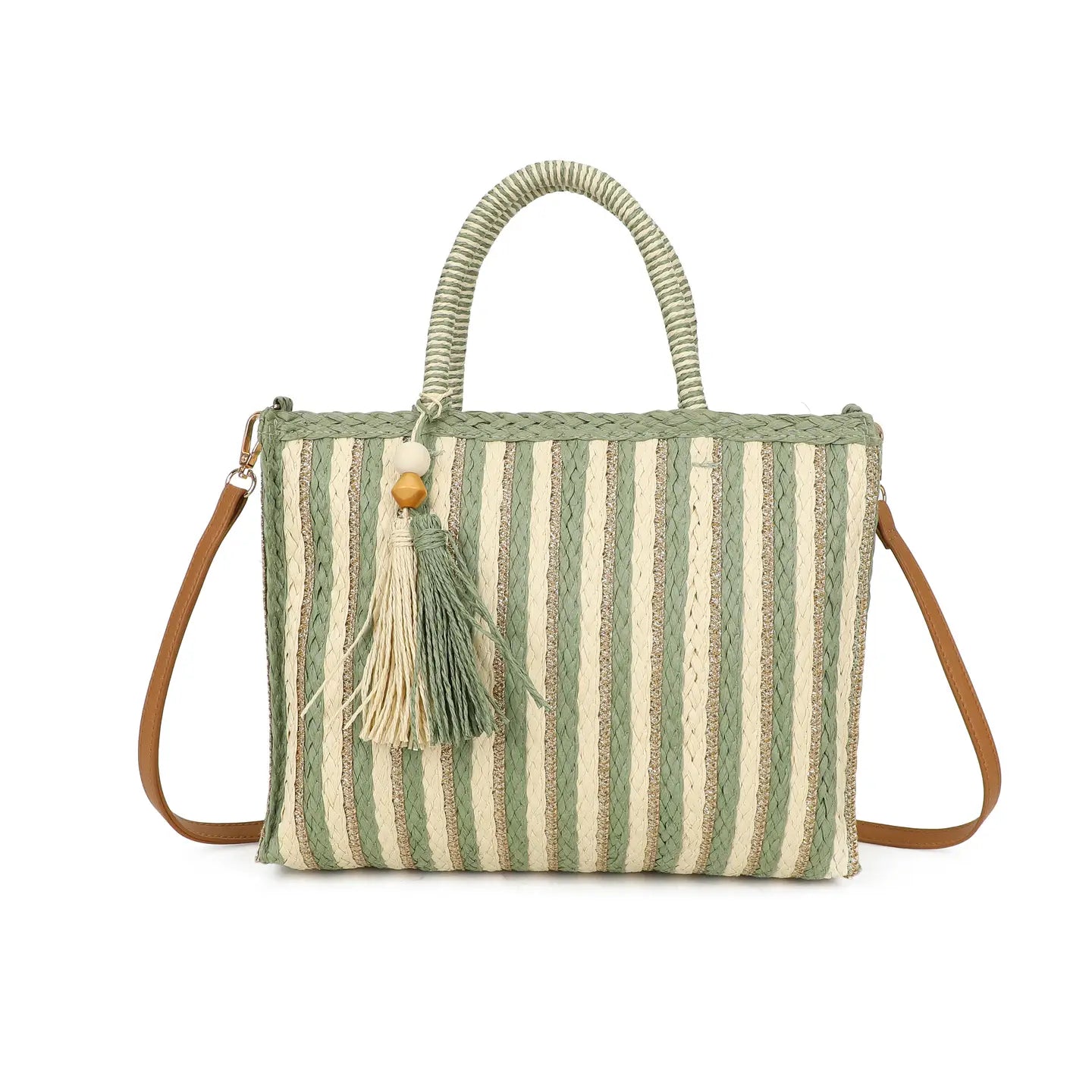Woven Summer Bag | Striped Green