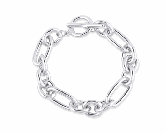 Big Metal London | Maude Oval Links T-bar Statement Bracelet | Gold