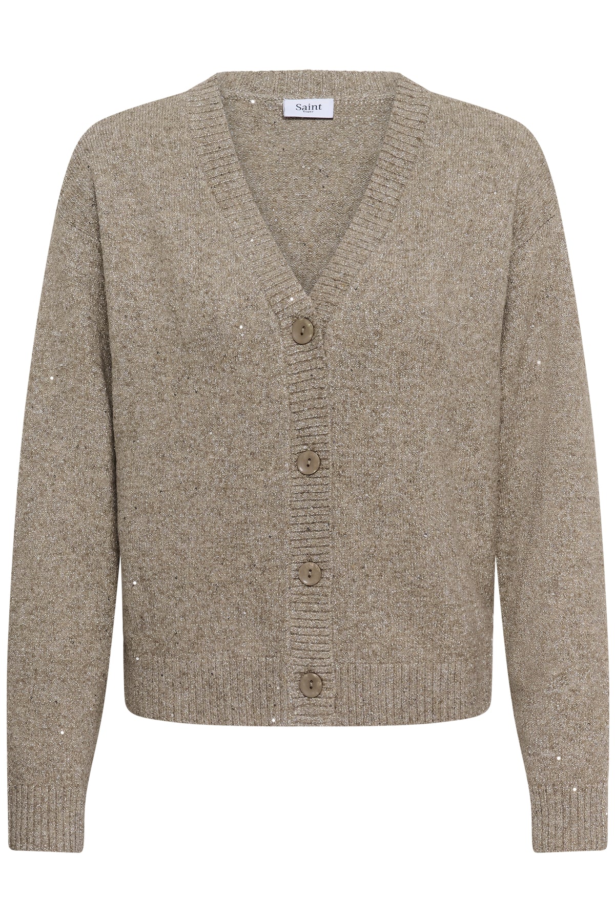 Saint Tropez | NovaSZ V-Neck Cardigan |  Pine Bark Melange / Brown