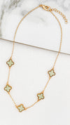 Envy - Short Fleurs Necklace - Gold/ Green