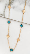 Envy - Long Fleurs Necklace - Gold/ Blue