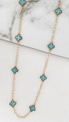 Envy - Long Fleur Necklace - Gold/ Blue
