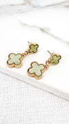 Envy - Double Fleur Earrings - Gold/ Green