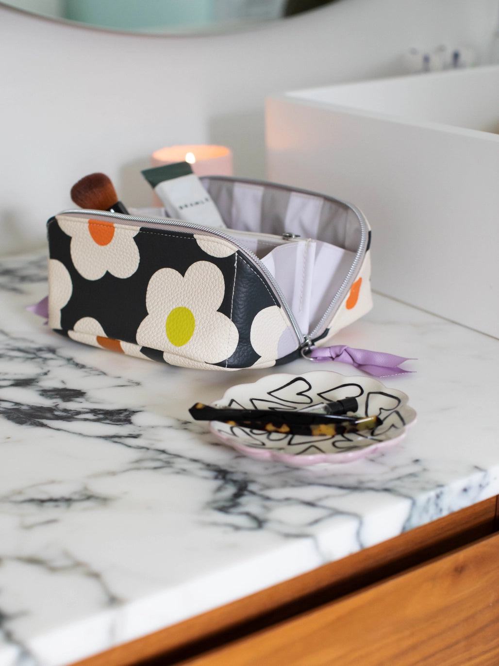 Caroline Gardner | Multi Flower Diagonal Cosmetic Bag