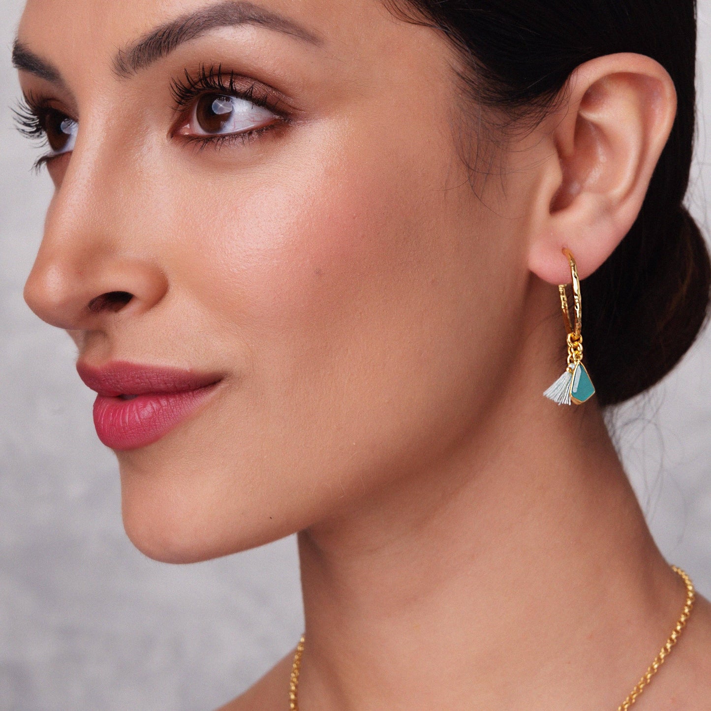 Ashiana London | Nicky Aqua Small Charm Hoops