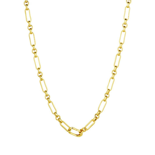 Gold chain necklace on a white background