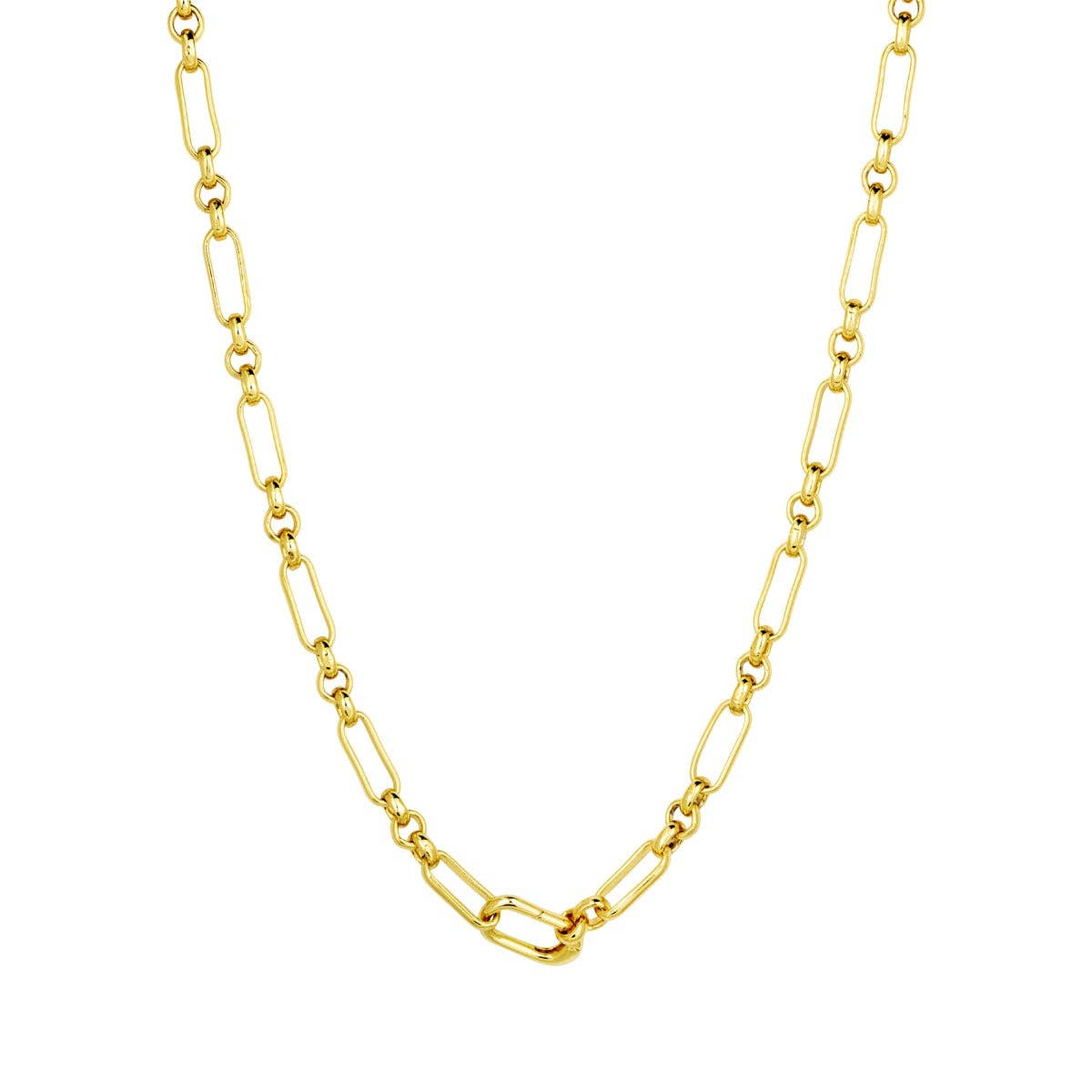 Gold chain necklace on a white background