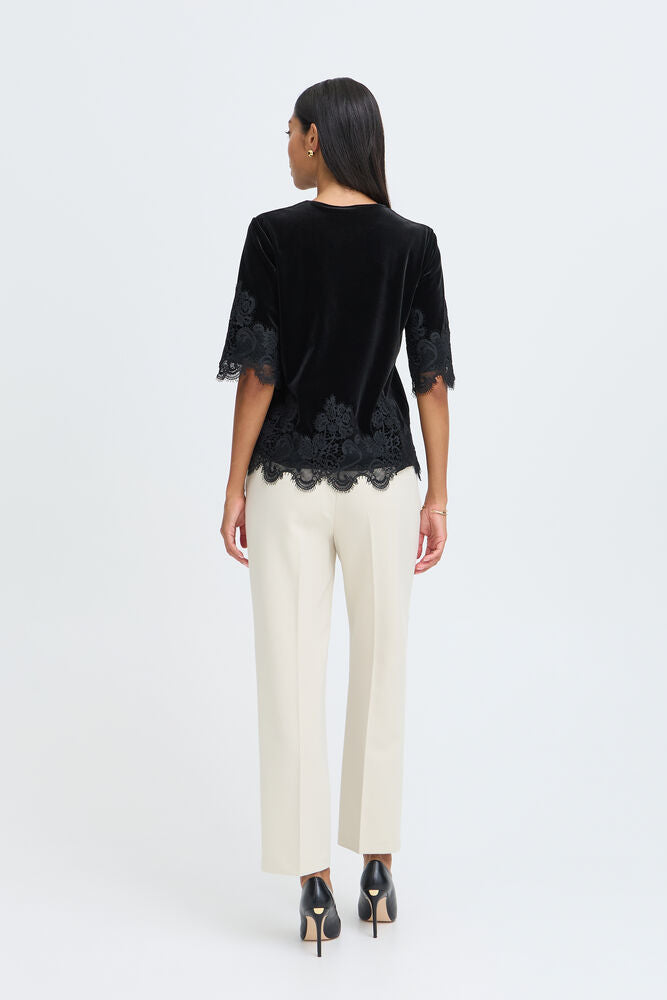 Pre-Order | BYPERLINA Lace Hem Top | Black
